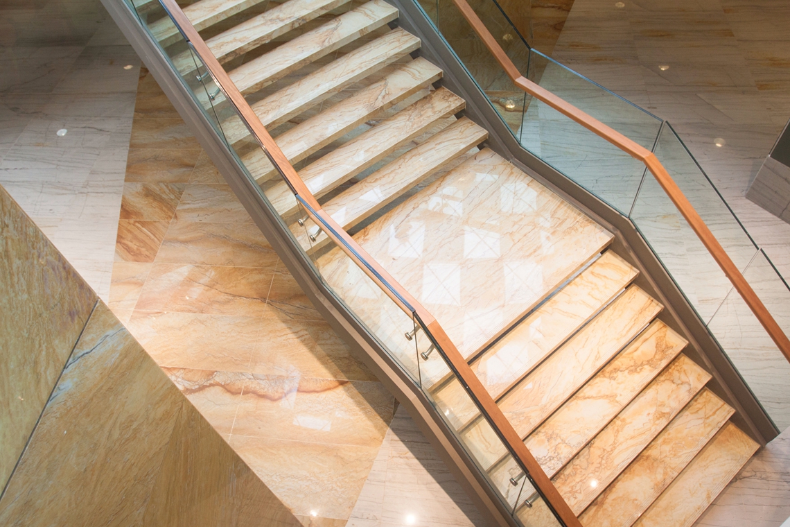 Luxury Golden Macauba Marble Stair Steps Design