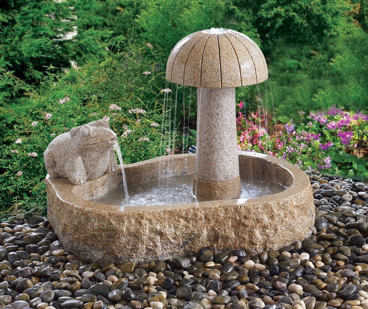 Carved Mushroom Stone Water Fountain Indoor