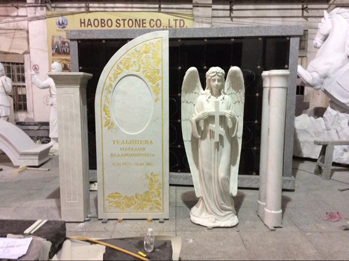 White Marble Angel Headstone